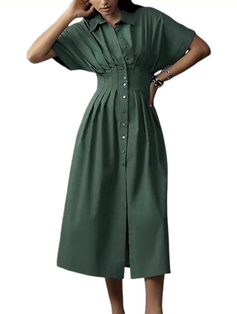 NWT Pleated & Pin-tucked Maxi Dress  (0088)